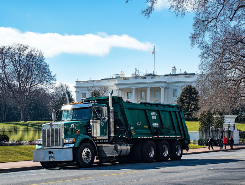 Trump se gare devant la maison blanche